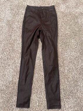 Shinestar Brown Faux Leather Skinny Pants